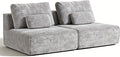 Modular Sectional Sofa 2-Piece Grey Plush Velvet Loveseat Couch No-Assembly Compressed Deep-Seat 2-Seat for Small Spaces Living Rooms Apartments