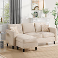 Walsunny 73 Sectional Sofa Couches 3 Seat L Shaped Couch with Ottoman Modern Small Sectional Couches for Small Space Apartment Office Khaki