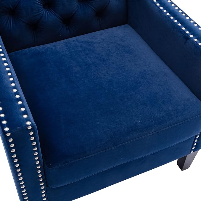Accent Armchair Living Room Chair with Nailheads and Solid Wood Legs