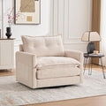 360° Swivel Accent Chair36.22” Swivel ArmchairSquare Accent Barrel Chair with Side Pockets - Upholstered Comfy Single Sofa Chair for Living Room Bedroom Reading Nook (Beige)