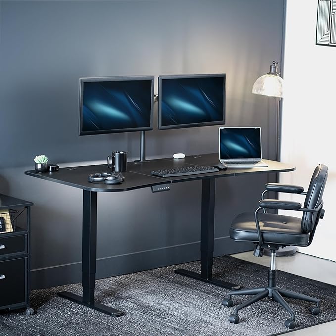 VIVO Electric 63 x 32 in Dual Motor Standing Desk Memory Height Adjustment 2B Series Black Top Black Frame DESK-KIT-2B1B
