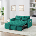 KEIKI 54.33 Pull-Out Sofa Couch Bed 2 in 1 Convertible Velvet Sleeper Sofa with Adjustable Back for Apartment Living Room Antique Green
