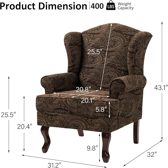 Lumibee High Back Accent Chairs 2 Set Comfy Armchairs with Solid Wood Legs for Living Room Upholstered Accent Chairs for Small Space Single Sofa Reading Chairs for Office-Cranberry