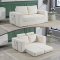 J.C.UP 69'' Convertible Sofa Bed Pull Out Loveseat Sleeper Sofa 2 Seater Boneless Folding Sofa Bed Floor Couch with Deep Seat Chaise Lounge for Living Room Bedroom No Assembly Required Beige