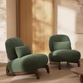Morden Fort Modern Accent Chairs Set of 2 Sturdy Tilted Wood Legs with Thick Cushion Comfy Lumbar Pillow Armless Reading Chairs for Living Room Lounge Bedroom - Forest Green