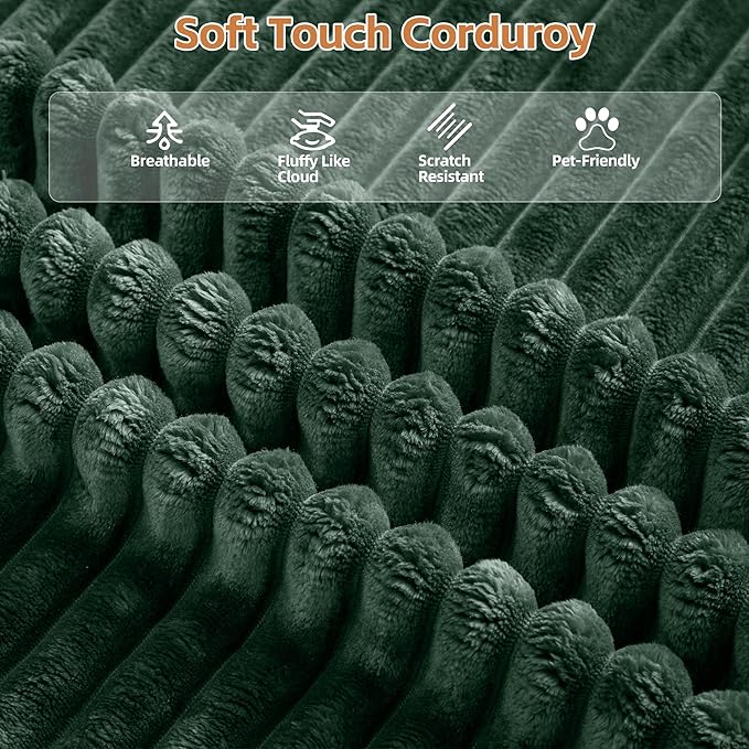 107 Modular Sectional Couches for Living Room Comfy L-Shaped Boneless Cloud Couch with Chaise Modern Deep Seat Corduroy Floor Sofa No Assembly Required (Left Facing Chaise Green) | High-density s