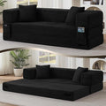 GNIXUU 78.7 Boneless Convertible Sleeper Sofa Bed 4-in-1 Folding Corduroy Futon Couch Bed Oversized Loveseat Modular Floor Mattress Couch for Living Room Bedroom Lounge No Assembly Black