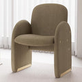 YOUTASTE Oversized Velvet Accent Chair for Living Room Mid-Century Modern Dining Room Arm Chair with Gold Metal Legs 300 LBS Capacity Comfy Upholstered Office Single Sofa Sandy Brown