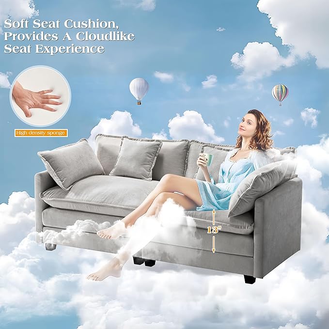77.6 Modular Sectional SofaLoveseat Couch for Living Room Modern Deep Seat Sofa 2 Seater Chenille Fabric Comfy Cloud Couches with Throw Pillows for ApartmentSmall Spaces