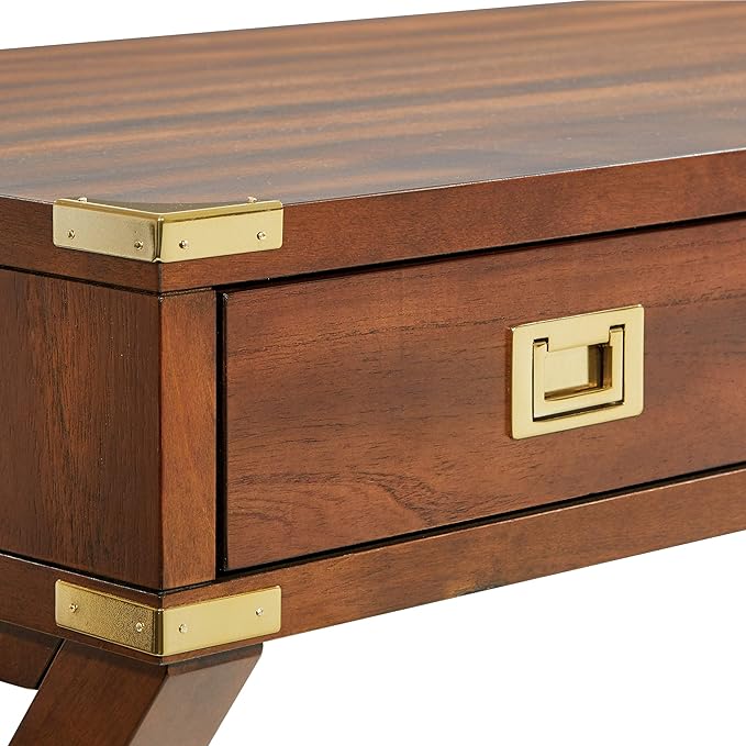 OSP Home Furnishings Wellington 46-Inch Writing Desk with Power Hub and 3 Storage Drawers Toasted Wheat