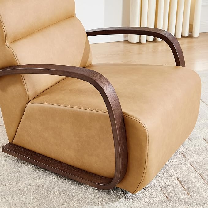 Swivel Accent Living Room Chairs Set of 2 Upholstered Single Sofa Chair Faux Leather Armchair with Solid Metal Base Comfy Reading Side Chair for Bedroom Home Office Corner Brown PU