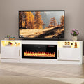 AHB Fireplace TV Stand 80 Inch LED Light Entertainment Center with 36 Electric Fireplace Storage Cabinet and Door Handles Media Console Table for TVs Up to 90 Inches Ideal for Living Room