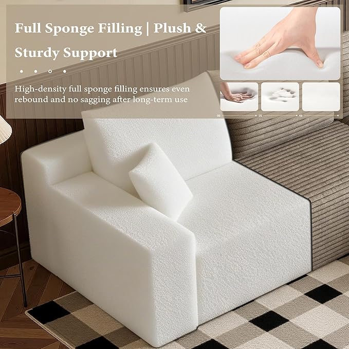 96''Sectional Couches for Living RoomModern Modular Sectional SofaUpholstered Boneless Couch Comfy Cloud Couch with L Shaped Chaise (Camel Upgrade-96''W Right Facing Chaise)