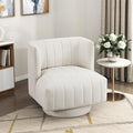 Lexicon Swivel Accent Chair Textured Fabric Upholstered 360 Degree Swivel Barrel Chair with Channel Tufted Comfort Seat for Living Room Bedroom Office Easy Assembly Beige