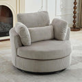 Aoiy &amp Wifon 42 W Oversized Swivel Accent Chair Upholstered Round Barrel Chair Corduroy Light Gray