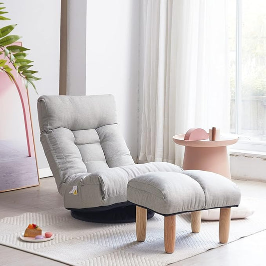 3-Position Adjustable Floor Chair for Living Room Bedroom Gray