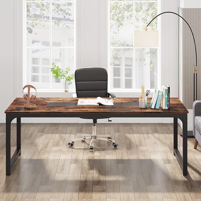 Tribesigns Modern Computer Desk 78.7 x 39.4 inch X Large Executive Office Desk Computer Table Study Writing Desk Workstation for Home OfficeRustic/Black