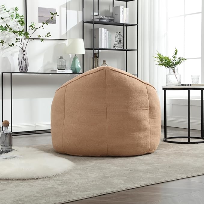 Small Bean Bag Chairs for Adults Single Sofa Chair with Ottoman Footrest Bean Bag Couch for Teens with Foam Filler Included Comfy Soft Lazy Sofa for Small Space/Living Room/Bedroom/Study