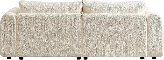 91.5 Modern Bubble Sofa Couch w/Medium Firm Seat Cushion and Deep Seats &amp Chenille Fabric 3 Seater Couch Sofa for Living Room Apartment Lounge Office.(Beige)