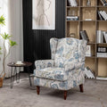 Modern Accent Chair with Retro Wood Legs Comfy Upholstered Armchair Floral Design Single Sofa Chair for Living Room Bedroom Office - Floral
