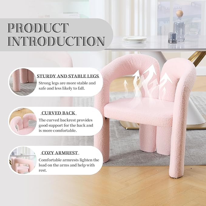 Set of 2 ChairsContemporary Designed Velvet Fabric Upholstered Accent Barrel Side Chair with Plywood Frame and Metal Base for Living Room (Pink Teddy)