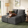 LINSY HOME Modular Sofa Chaise Lounge 65 Cloud Sofa Bed Lounge with Armrests Chenille Sleeper Sofa for Living Room Apartment Home Theater Grey