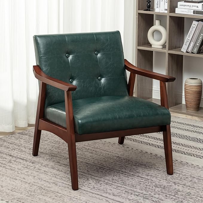 Convenience Concepts Take a Seat Natalie Accent Chair 28.5 L x 27.5 W x 31 H Hunter Green Faux Leather/Espresso