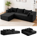 107 Cloud Couch Modular Sectional L Shaped Couch with Chaise Deep Seat Sofa Fluffy Corduroy Couches Boneless Couch for Living Room Black Left Facing Chaise
