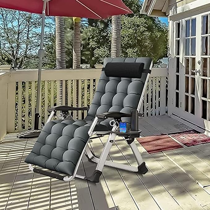 DoCred Comfy Chair Folding Chair Recliner Chair for Bedroom and Living Room Folding Reclining Patio Chairs Lounge Chair with Removable Cushion for Indoor Outdoor