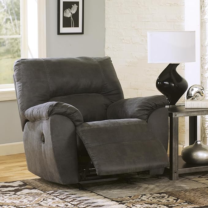 Signature Design by Ashley Tambo Faux Leather Manual Rocker Recliner Gray