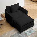 Oversized Chair with Ottoman Modern Chenille Upholstered Deep Seat Couch Armchair 40.16'' Comfy Chaise Lounge Indoor with Thick Cushion for Living Room (Black 40.16'' Single Seat Sofa &amp 1 Ottom