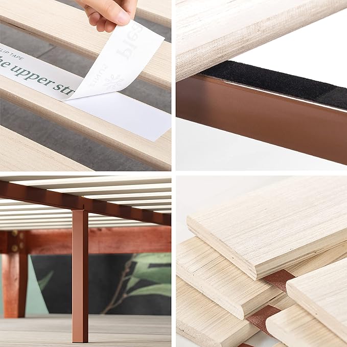Zinus Wen Wood Platform Bed Frame/Solid Wood Foundation/Wood Slat Support/No Box Spring Needed/Easy Assembly Queen