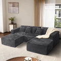 110 Modular Boneless Sectional Couch Corduroy Cloud Sofa with 2 Ottomans 3-5 Seater U-Shaped Memory Foam Sofa for Living Room Deep Seats No Assembly Gery