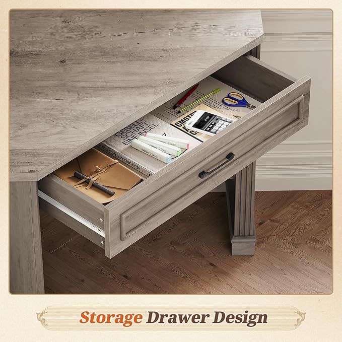 SEDETA 31.5 Small Corner Desk Corner Desk for Small Space Farmhouse Computer Desk with Drawers Triangle Computer Desk with Storage Shelves for Home Office Living Room Bedroom Gray