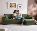 LINSY HOME Oversized Convertible Sofa Bed with 2 Pillows &amp Ottoman Corduroy Boneless Couch Folding Modular Sleeper Sofa L Shaped Couch Floor Sofa for Living Room Apartment Upgrade Backrest (Gre