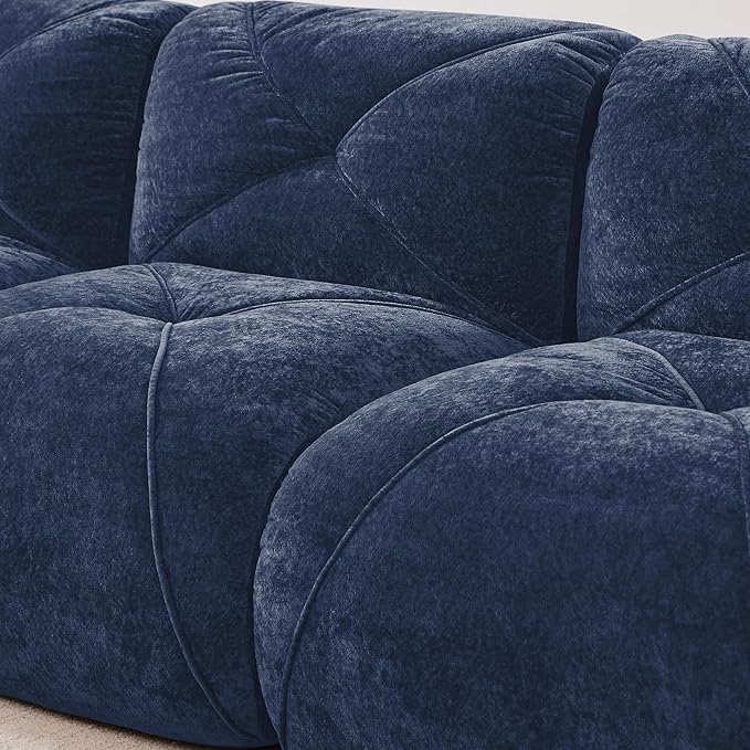 110-Inch Cloud Sectional Couches L-Shaped 4 Seat Boneless Modular Sofa with Ottoman Velvet Tufted Upholstered Boneless Couch Floor Full Foam Sofas for Living Room