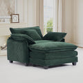 Oversized Chair with Ottoman Modern Corduroy Sofa Bed Single Sofa Chaise Large Upholstered Sofa for Living Room Bedroom (Green)