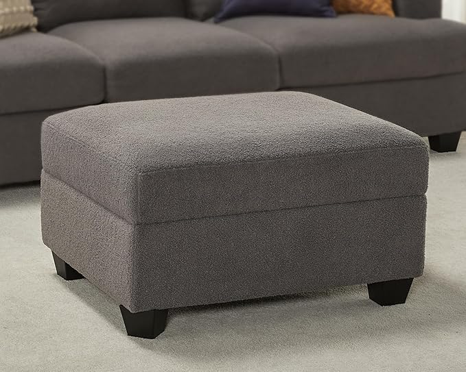 VanAcc Sofa Comfy Sofa with Extra Deep Seats Modern Sofa- Ottoman Couch for Living Room Apartment Lounge Grey Bouclé