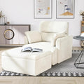 Snowflake Fleece Oversized Accent Chair with Storage Ottoman - 26.57 Wide Deep Seat Reading Chair Convertible Daybed 400lbs Capacity for Living Room &amp Apartment (Beige)