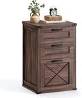 VASAGLE File Cabinet Filing Cabinet with 3 Drawers Printer Stand Fit A4 Letter Size Hanging File Folders Modern Farmhouse Style for Home Office Maroon Brown UOFC054K02
