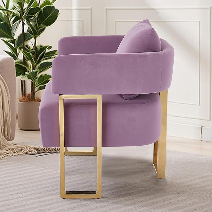 Oversized Lilac Teddy Accent Chair Modern Barrel Chair with Gold Legs Metal Frame Upholstered Armchair for Bedroom Living Room Sofa Chair Club Side Chairs Home/Business (Set of 2 Lilac)