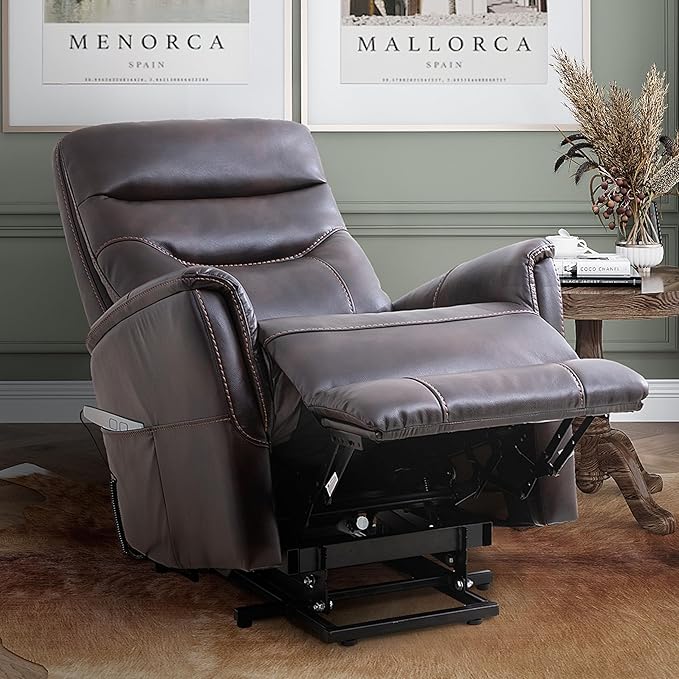 Parker Living Gemini - Truffle Power Lift Recliner with Articulating Headrest Living Room Chair Electric Recliner Chair for Adults Upholstery 90% Polyester 10% PU