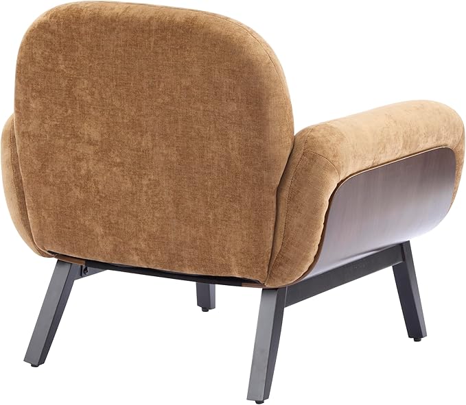 Christopher Knight Home Audrey Modern Upholstered Accent Chair Low Profile Lounge Chair Inddor Wooden Comfy Reading Chair Soft Seating Single Lounge Sofa Tan Brown