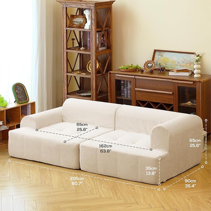 N&ampV Foam Sofa Made with All Foam Great for Livingroon and Bedroom (Beige)