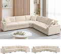 Merax 106 Corduroy Sectional Corner Sofa with Cup Holders &amp USB Charger 5 Seat Convertible L Shaped Couch Set with Armrest Storage Oversized Comfy Modular Sofabed for Living Room &amp Apartmen