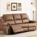 85 Wide Power Reclining Sofa with Side Pockets 3-Seater Electric Recliner Sofa Chair with Overstuffed Backrest Faux Leather Couch Furniture with Rivets for Living Room Brown