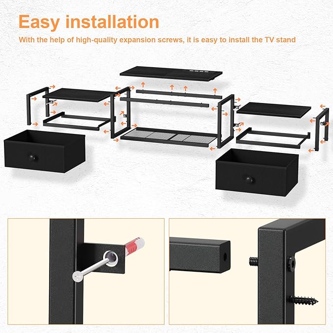 Snughome Floating TV Stand Wall Mounted with Power Outlet 55 Floating Entertainment Center with LED Lights Floating TV Shelf with Drawer Wall Mounted Media Console Shelf for Living Room Bedroom