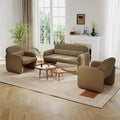 Furnimart Modern Loveseat &amp 2 Accent Chairs Set 3 pcs Sofa Set for Living Room Two Seater Couch with 2 Armchairs Comfy Upholstered Boucle Sofa Small Couches for Apartment Office Chenille Bro