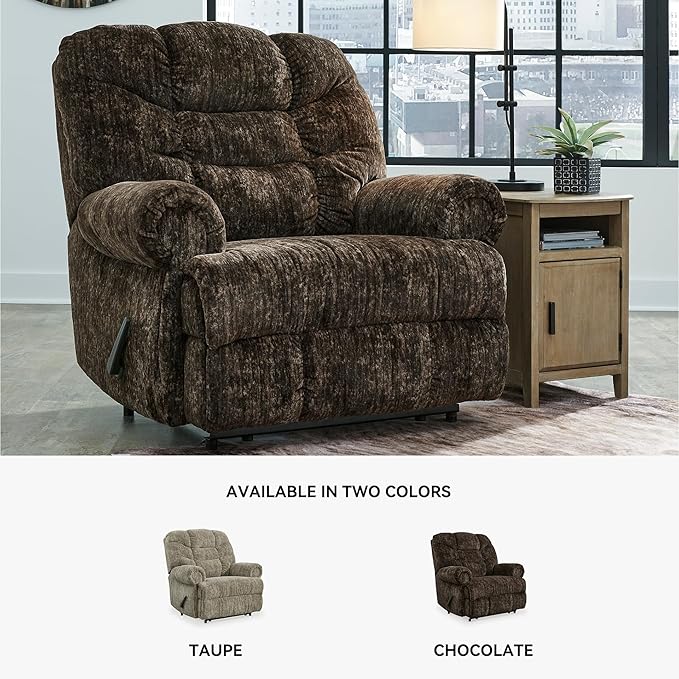 Signature Design by Ashley Movie Man Classic Tufted Velvet Manual Zero Wall Recliner Dark Brown