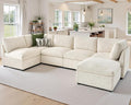 Jocisland Oversized Modular Sectional Sofa with 32 Deep Seat 6 Seater Sectional Couch Modular Sofa for Living Rooms Tool-Free Assembly Flexible Modular Couch Layout-Corduroy Beige